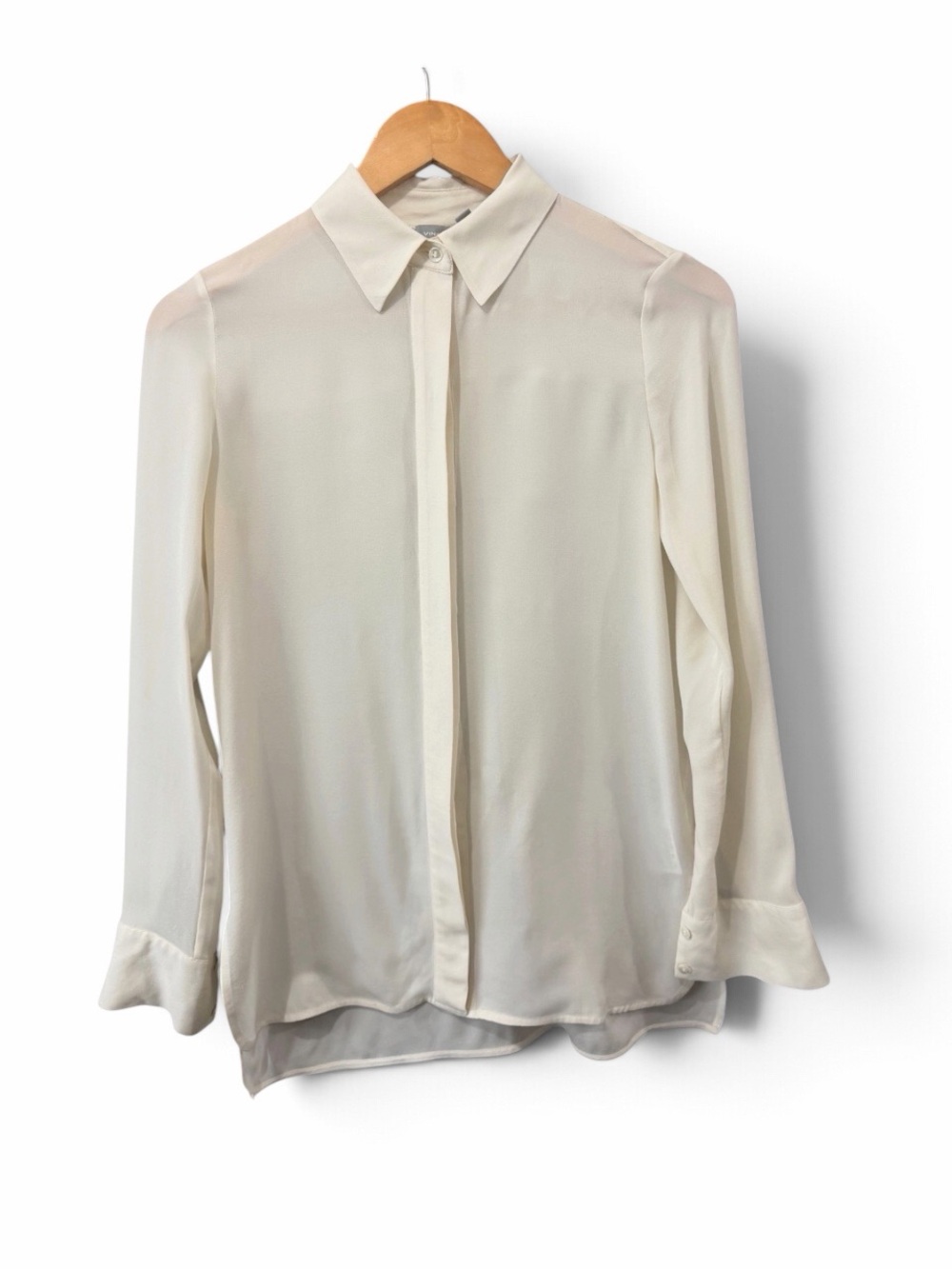 Vince 100% Silk Button Down Collared Blouse Size 2